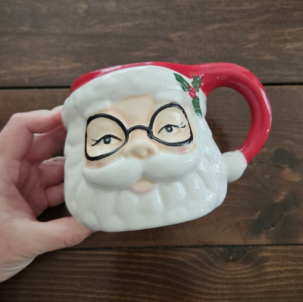 Ashland Christmas 14oz Santa in Glasses Party Mug Cup NEW Dishwasher Safe